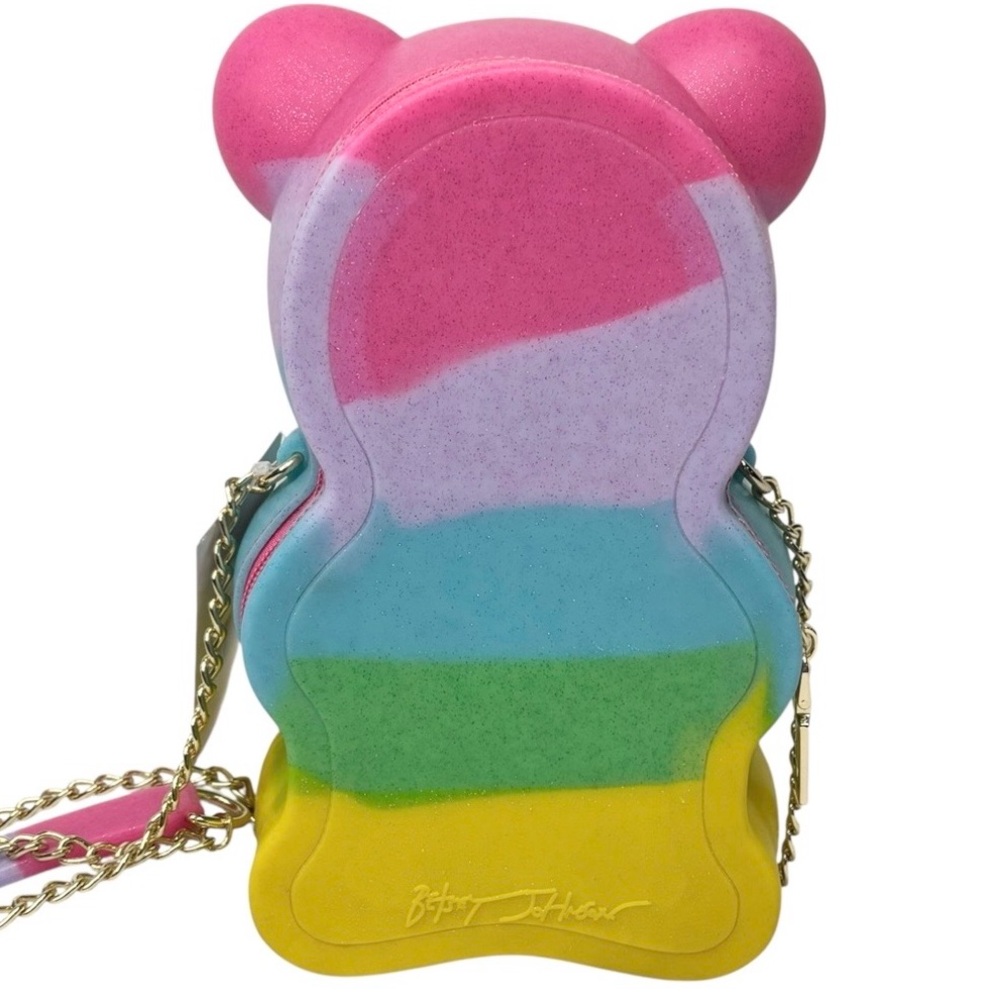 NWT Betsey Johnson Kitsch Bear Necessity Rainbow Gummy Crossbody Polymer Bag - Picture 5 of 16